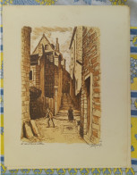 ST SAINT MALO LITHOGRAPHIE DE DANIEL DERVEAUX RUE DE LA GRILLE - Litografia