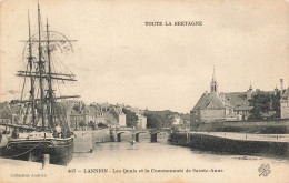 P4- 22 -toute  La Bretagne- Lannion Les Quais Et La Communauté De Sainte Anne Tres Belle Cpa Bateau Gros Plan Tres Rare - Lannion