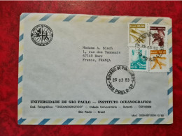 LETTRE BRESIL SAO PAULO 1983 ENTETE UNIVERSIDADE DE SAO PAULO INSTITUTO OCEANOGRAFICO POUR BARR - Storia Postale