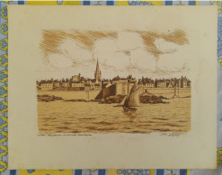 ST SAINT MALO LITHOGRAPHIE DE DANIEL DERVEAUX TOUR BIDOUANE LES PETITS MURS TOUR NOTRE DAME - Litografia