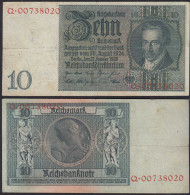 Ros 173a 10 Reichsmark 1929 Pick UDR P Serie Q - VF (3)     (30365 - Altri & Non Classificati