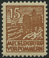 MECKLENBURG-VORPOMMERN 37za **, 1946, 15 Pf. Gelbbraun, Dünnes Papier, Pracht, Gepr. Kramp, Mi. 35.- - Autres & Non Classés