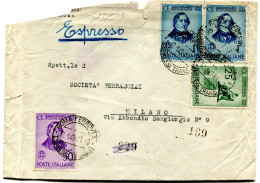 A385 - Lettera Espresso Da Roma A Milano Con 2x1lira Rossini+25c Rossini+50c R0ssini -tariffa 2 Porti 12-1-1943 - Marcofilie