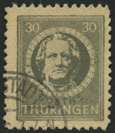 THÜRINGEN 99AYaz2 O, 1945, 30 Pf. Olivgrau, Gezähnt, Spargummierung, Dickes Papier, Fallende Papierstreifung, Pracht, Ge - Sonstige & Ohne Zuordnung