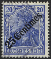 DP TÜRKEI 50 O, 1908, 25 C. Auf 20 Pf. Diagonaler Aufdruck, Pracht, Mi. 30.- - Turkse Rijk (kantoren)