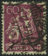 Dt. Reich 184 O, 1921, 60 Pf. Schwärzlichrosalila, Pracht. Gepr. Bechtold, Mi. 26.- - Gebraucht