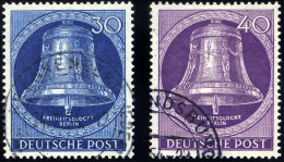 BERLIN 104/5 O, 1953, 30 Und 40 Pf. Glocke Mitte, 2 Prachtwerte, Mi. 47.- - Gebraucht