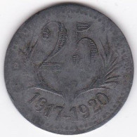 34 Hérault. Chambres De Commerce De L’Hérault. 25 Centimes 1917 - 1920, En Zinc, Frappe Décalé De 10 H – 4 H - Monétaires / De Nécessité