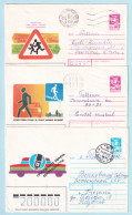 USSR 1988.0711-1228. Traffic Safety. Prestamped Covers (3), Used - 1980-91