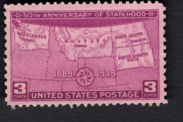 2036554241 19394 SCOTT 858 (XX) POSTFRIS MINT NEVER HINGED - 50TH ANNIV STATEHOOD ISSUE - MAP OF DAKOTA MONTANA WASHINGT - Neufs