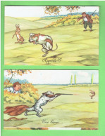 2 CARTES HUMOUR THEME CHASSE CHIEN FUSIL CHASSEUR - Humor