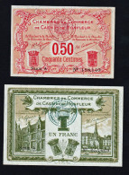 BB: Chambre De Commerce De Caen Et Honfleur (Dpt014) Joli Lot De 2 Billets De 50c Et 1F Série A 2ème émission De 1915 - Chamber Of Commerce