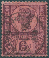 Great Britain 1887 SG208a 6d Deep Purple/rose Red QV #2 FU - Otros & Sin Clasificación