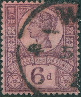 Great Britain 1887 SG208a 6d Deep Purple/rose Red QV #1 FU - Otros & Sin Clasificación