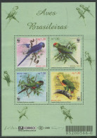 Brasil:Brazil:Unused Block WWF, Birds, Parrots, 2001, MNH - Neufs