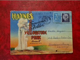 Lettre ETATS UNIS CARTE CACHETFLAMME  SPOKANE HAYNES YELLOWSTONE PARK  POUR BADEN BADEN - Briefe U. Dokumente