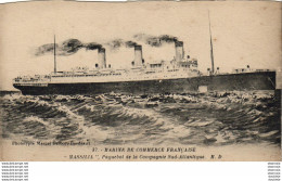 PAQUEBOT  MASSILIA  Cie Sud-Atlantique - Steamers