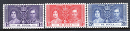 St Lucia 1937 KGVI Coronation Set MNH (SG 125-127) - St.Lucia (...-1978)