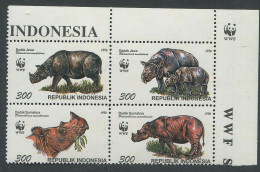 Indonesia:Unused Stamps Serie WWF, Rhinoceroses, Java Island, 1996, MNH, Corner - Neufs