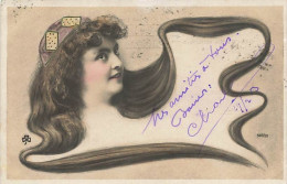 Fantaisie - Art Nouveau - Femme Avec Cheveux Formant Des Volutes - 589/90 - Donne