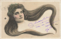 Fantaisie - Art Nouveau - Femme Avec Cheveux Formant Des Volutes - 589/90 - Femmes