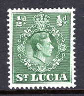 St Lucia 1938-48 KGVI Definitives - ½d Green - P.14½ X 14 - MNH (SG 128) - Ste Lucie (...-1978)