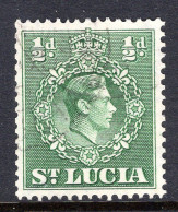 St Lucia 1938-48 KGVI Definitives - ½d Green - P.14½ X 14 - Used (SG 128) - Ste Lucie (...-1978)