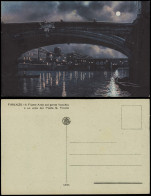 Cartoline Florenz Firenze Fiume Arno Col Ponte Vecchio B. Mondschein 1916 - Other & Unclassified