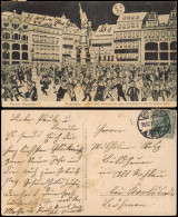 Innere Altstadt-Dresden Altmarkt Zur Neujahrsnacht - Künstlerkarte 1913 - Dresden