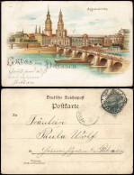 Ansichtskarte Litho AK Dresden Totale, Brücke 1902 - Dresden