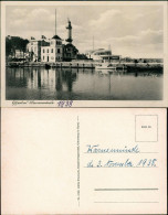 Ansichtskarte Warnemünde-Rostock Blick Von Der Mole Zum Leuchtturm 1938 - Rostock