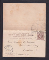 1891 - 2 P. Doppel-Ganzsache (P 23) Mit Hosterstempel London Nach Berlin  - Covers & Documents