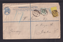 1890 - 3 P. Oberrand Und 1 Sh. Auf Einschreib-Ganzsache Nach Berlin - Briefe U. Dokumente