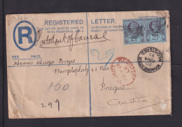 1893 - 2 1/2 P. Paar Auf Einschreib-Ganzsache Ab Manchester Nach Prag - Storia Postale