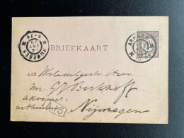 NETHERLANDS 1899 POSTCARD ARNHEM TO NIJMEGEN 14-03-1899 NEDERLAND - Cartas & Documentos