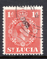 St Lucia 1938-48 KGVI Definitives - 1d Scarlet - P.14½ X 14 - Used (SG 129c) - Ste Lucie (...-1978)