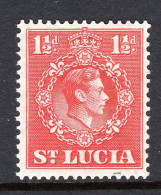 St Lucia 1938-48 KGVI Definitives - 1½d Scarlet - P.14½ X 14 - HM (SG 130) - Ste Lucie (...-1978)