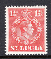 St Lucia 1938-48 KGVI Definitives - 1½d Scarlet - P.14½ X 14 - HM (SG 130) - Ste Lucie (...-1978)