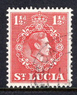 St Lucia 1938-48 KGVI Definitives - 1½d Scarlet - P.14½ X 14 - Used (SG 130) - St.Lucia (...-1978)