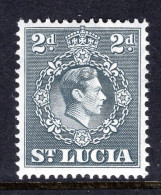 St Lucia 1938-48 KGVI Definitives - 2d Grey - P.14½ X 14 - HM (SG 131) - St.Lucia (...-1978)