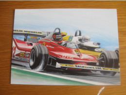 Carte Postale - Formule 1 - Michelin / Ferrari / G. Villeneuve - Automobile - Signée Clovis - Grand Prix / F1