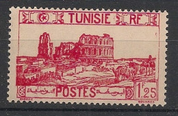 TUNISIE - 1938 - N°YT. 213 - El Djem 1f25 Rouge Carminé - Neuf Luxe** / MNH / Postfrisch - Unused Stamps