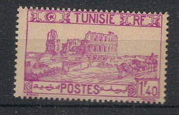 TUNISIE - 1938 - N°YT. 215 - El Djem 1f40 Lilas - Neuf Luxe** / MNH / Postfrisch - Unused Stamps