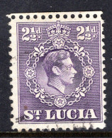 St Lucia 1938-48 KGVI Definitives - 2½d Violet - P.12½ - Used (SG 132b) - Ste Lucie (...-1978)