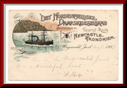 **  S/S "RAGNVALD JAR". STPL 1903 BERGEN * NORDKAP. PEN LITHO. ** TO England 1903 . NORWAY ** - Norway