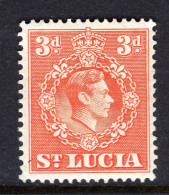 St Lucia 1938-48 KGVI Definitives - 3d Orange - P.14½ X 14 - HM (SG 133) - St.Lucia (...-1978)