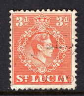 St Lucia 1938-48 KGVI Definitives - 3d Orange - P.12½ - Used (SG 133a) - St.Lucia (...-1978)