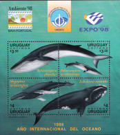 URUGUAY 1998 YEAR OF THE OCEANS S/S OF 4, WHALES** - Wale