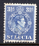 St Lucia 1938-48 KGVI Definitives - 3½d Ultramarine - P.12½ - Used (SG 133b) - Ste Lucie (...-1978)