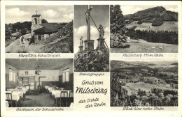 72095392 Milseburg Kapelle Schutzhuette Gastraum Kreuzgruppe Panorama Hohe Rhoen - Hilders